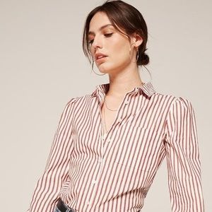 Reformation Shea Top in red stripes
